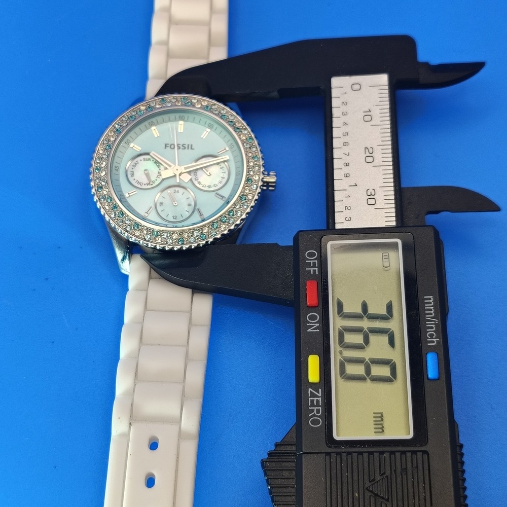 New! Vintage 2015 Fossil Mother of Pearl Day-Date 36mm Women's Quartz Watch NOS - Picture 7 of 16